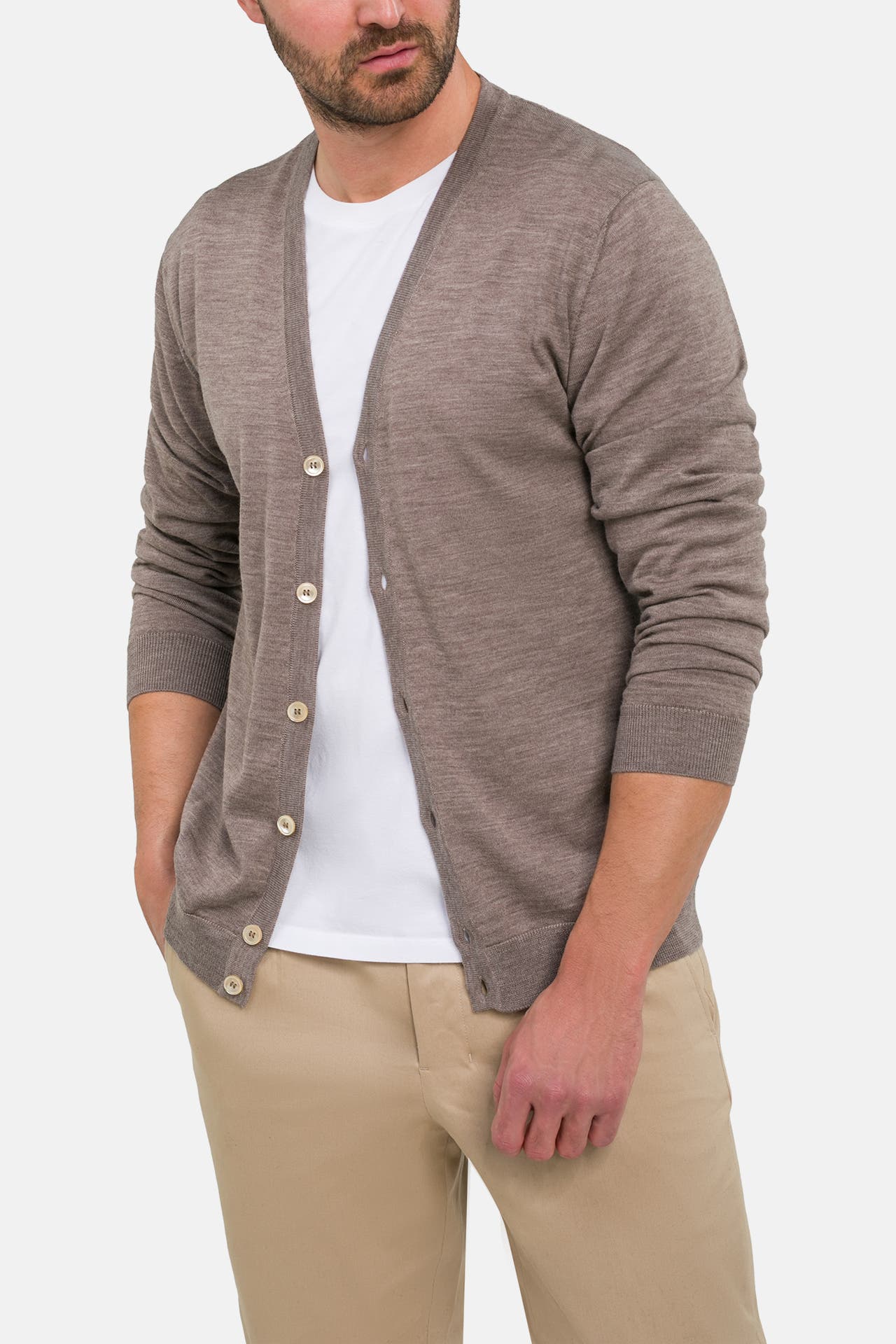 DANIELE FIESOLI Woll-Strickjacke taupe, Bild 1