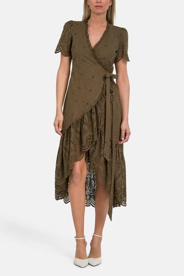 CLAIRE LUISE Wickelkleid oliv