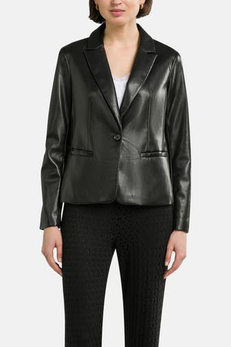 COMMA, Kunstleder-Blazer schwarz