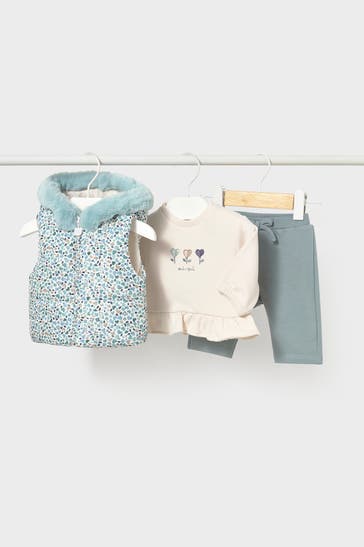 MAYORAL 3er Set Weste, Sweatpants und Shirt mehrfarbig