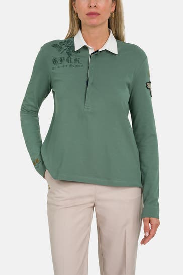 LA MARTINA Langarm-Polo smaragdgrün