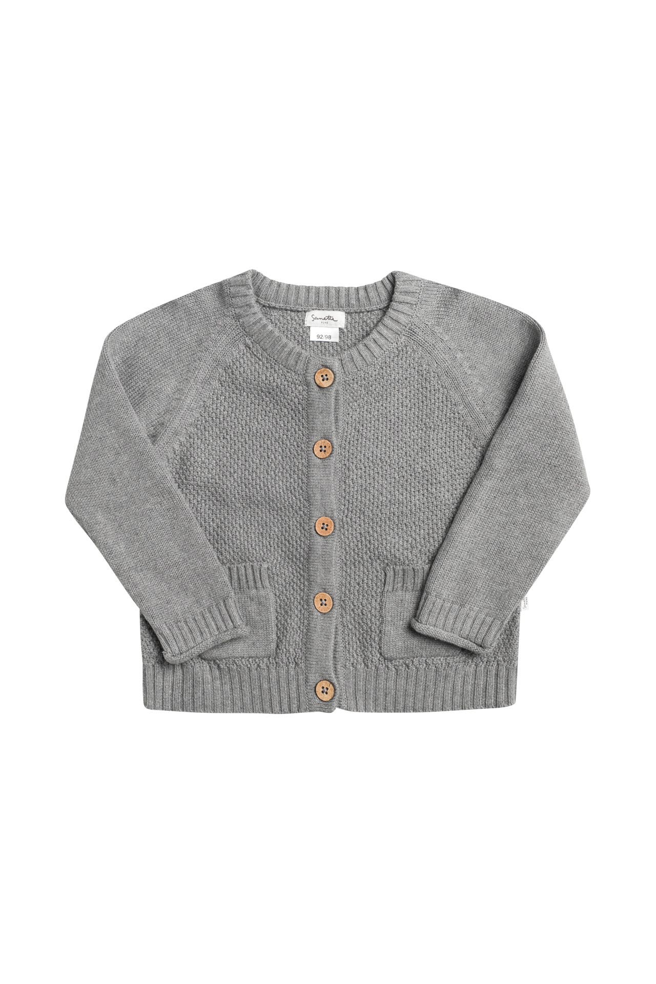Sanetta Maglione Cardigan A Maniche Lunghe Per Bambini E Ragazzi, In Cotone Biologico, Stampa Allover Con Bastoncini, Chiusura Con Bottone Automatico