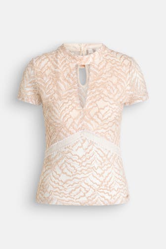 GUESS Spitzenbluse beige