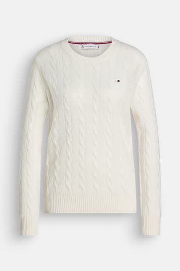 TOMMY HILFIGER Strickpullover wollweiß