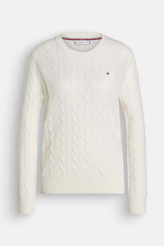 TOMMY HILFIGER Strickpullover wollweiß