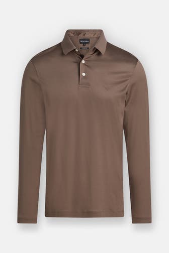 EMPORIO ARMANI Langarm-Polo dunkelbraun