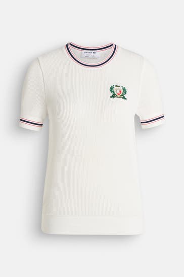 LACOSTE Strickshirt weiß