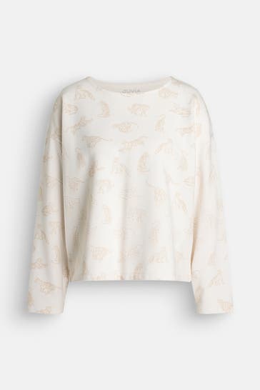 JUVIA Longsleeve 'Alison' beige gemustert