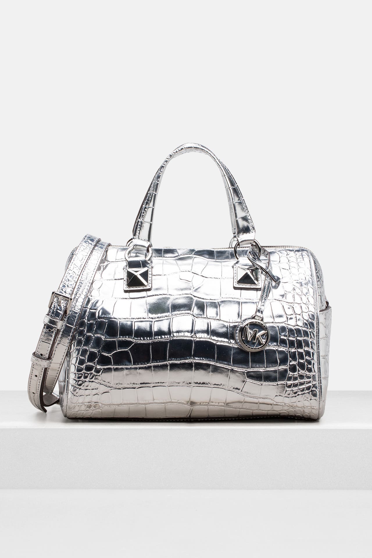 MICHAEL MICHAEL KORS Handtasche silber kroko, Bild 1