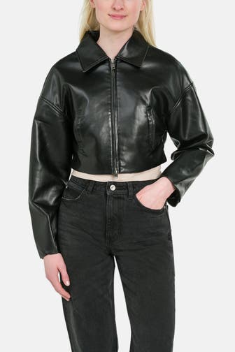 GUESS Kunstlederjacke schwarz