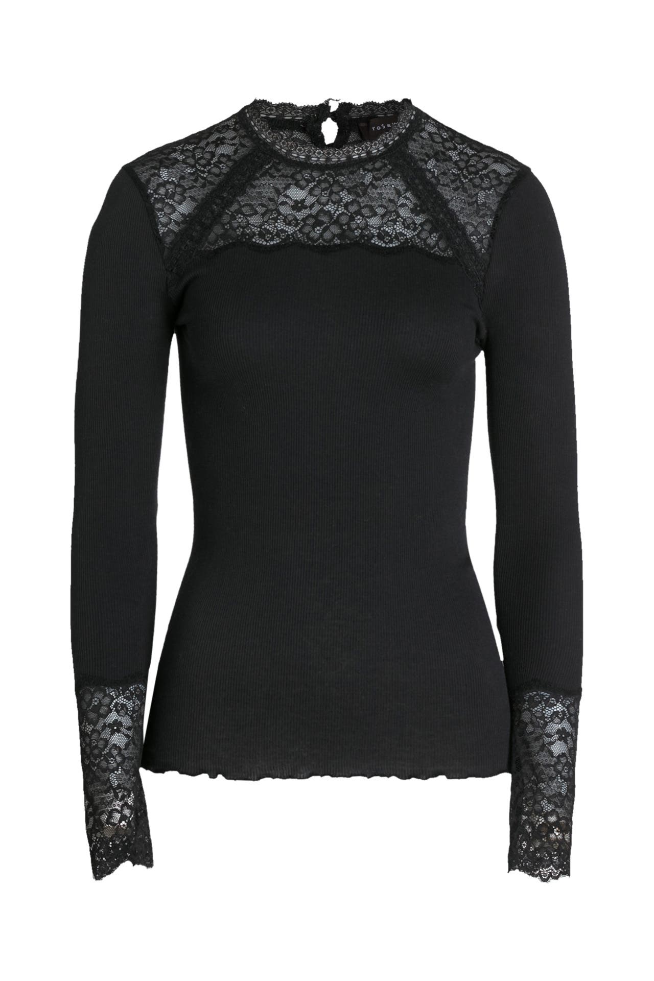 Rosemunde Benita Long Sleeve Top with Lace - Black main image 1
