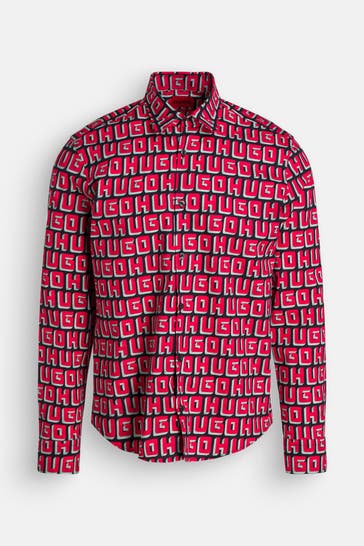 HUGO Casual-Hemd 'Ermo' rot gemustert