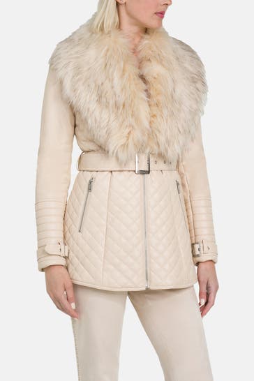 GUESS Lederjacke beige