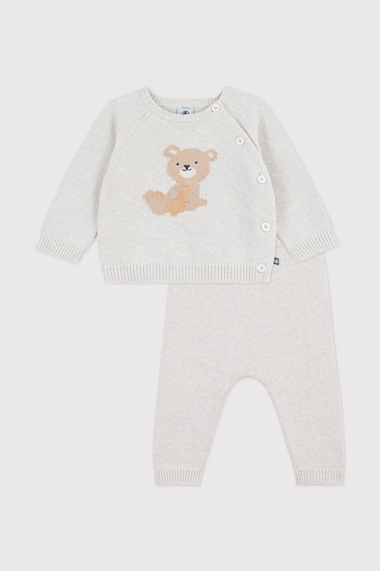 PETIT BATEAU Set: Strickpullover und Strickhose hellgrau, Bild 1