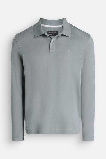 MARC O'POLO Langarm-Polo taubenblau