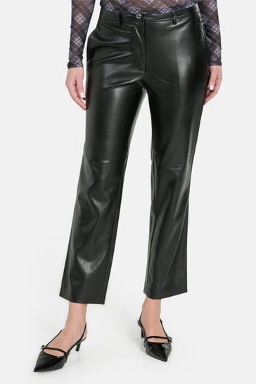 GUESS Lederimitatshose schwarz