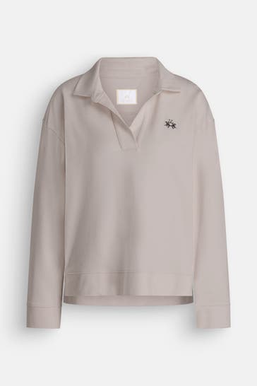 LA MARTINA Langarm-Polo 'Bridger' steingrau