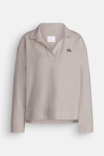 LA MARTINA Langarm-Polo 'Bridger' steingrau