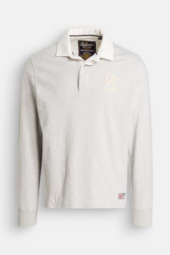 SUPERDRY Langarm-Polo hellgrau