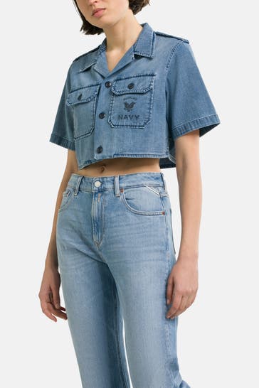 REPLAY Jeansbluse blau