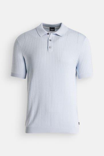 JOOP! Strick-Polo taubenblau