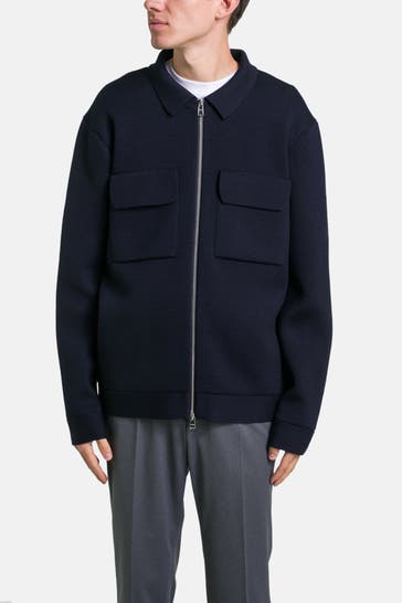 BOSS Woll-Strickjacke 'Bellotto' nachtblau