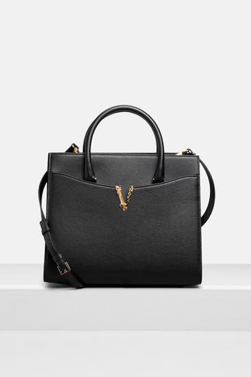 VERSACE - Leder-Handtasche schwarz