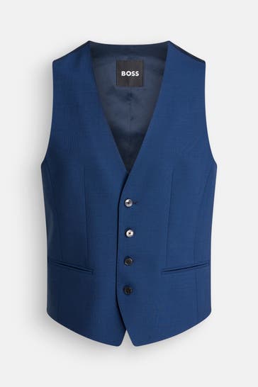 BOSS Wollmix-Weste königsblau