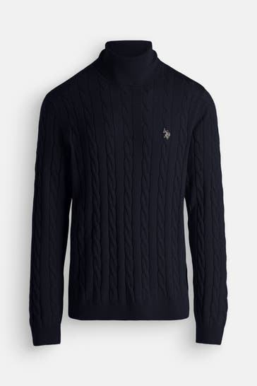 U.S. POLO ASSN. Rollkragen-Strickpullover dunkelblau