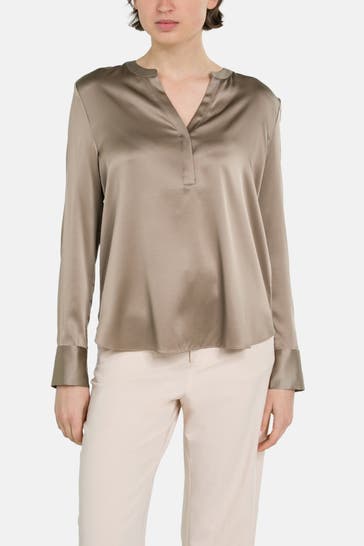 HERZENSANGELEGENHEIT Seidenmix-Bluse taupe