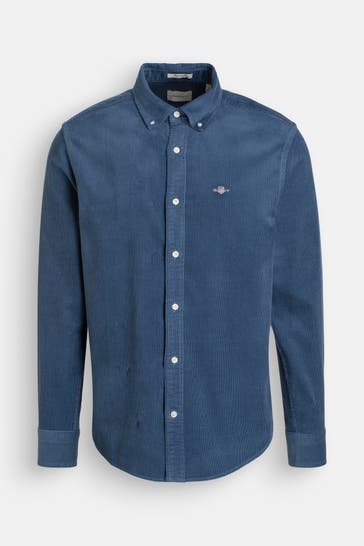 GANT Cord-Hemd mittelblau Regular Fit