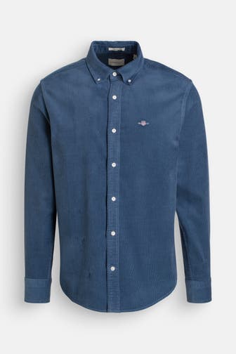 GANT Cord-Hemd mittelblau Regular Fit