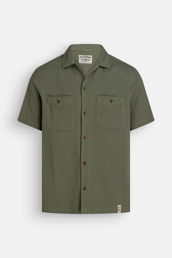 SUPERDRY Kurzarmhemd oliv Regular Fit