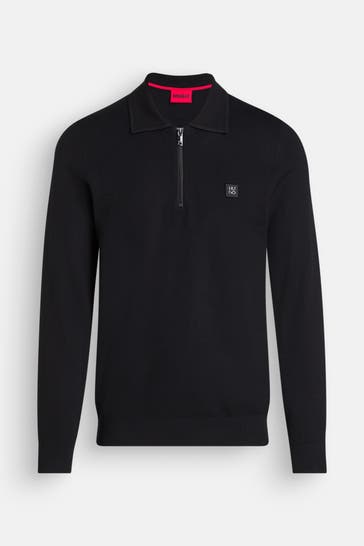 HUGO Strick-Polo 'Sastone' schwarz