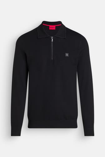HUGO Strick-Polo 'Sastone' schwarz