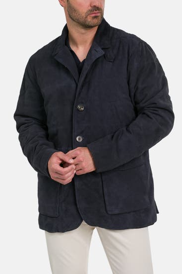 HACKETT - Veloursleder-Jacke nachtblau