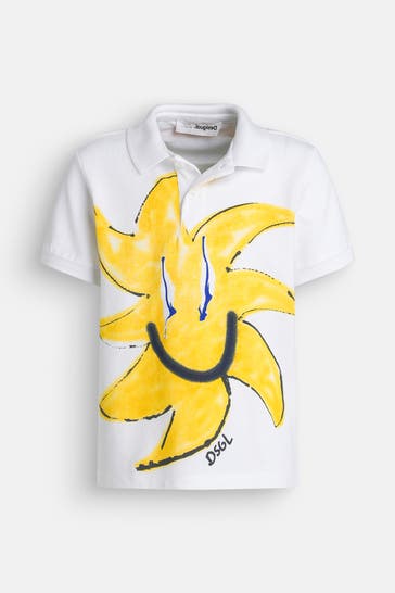 DESIGUAL Polo-Shirt 'Star' weiß