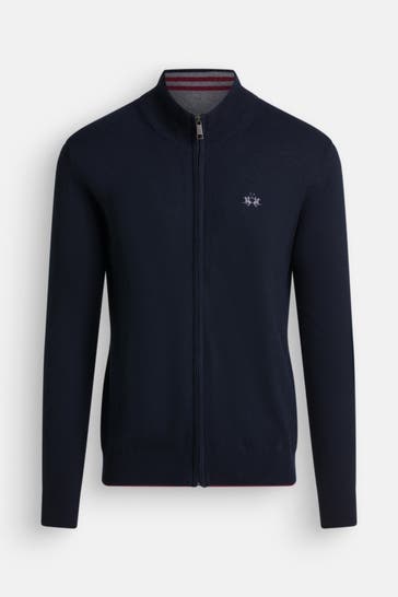 LA MARTINA Wollmix-Strickjacke dunkelblau