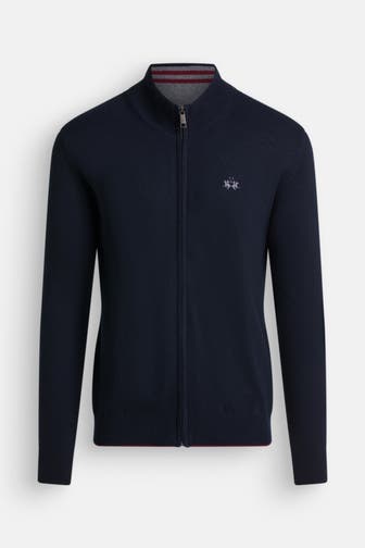 LA MARTINA Wollmix-Strickjacke dunkelblau