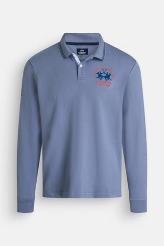 LA MARTINA Langarm-Polo graublau