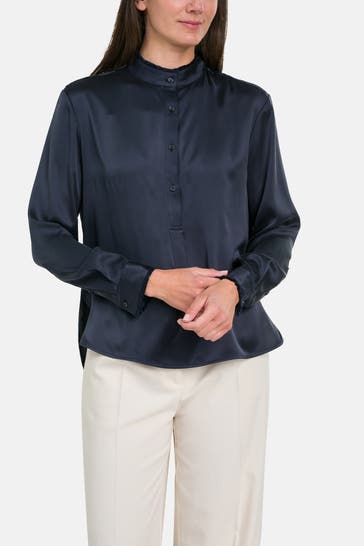 HERZENSANGELEGENHEIT Seidenmix-Bluse navy