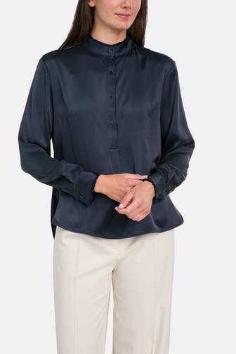 HERZENSANGELEGENHEIT Seidenmix-Bluse navy