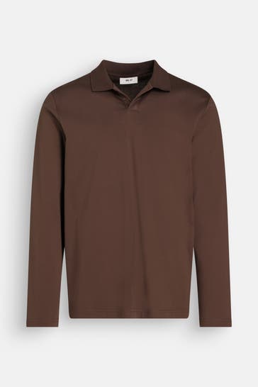 NN07 Polo-Longsleeve 'Paul' dunkelbraun