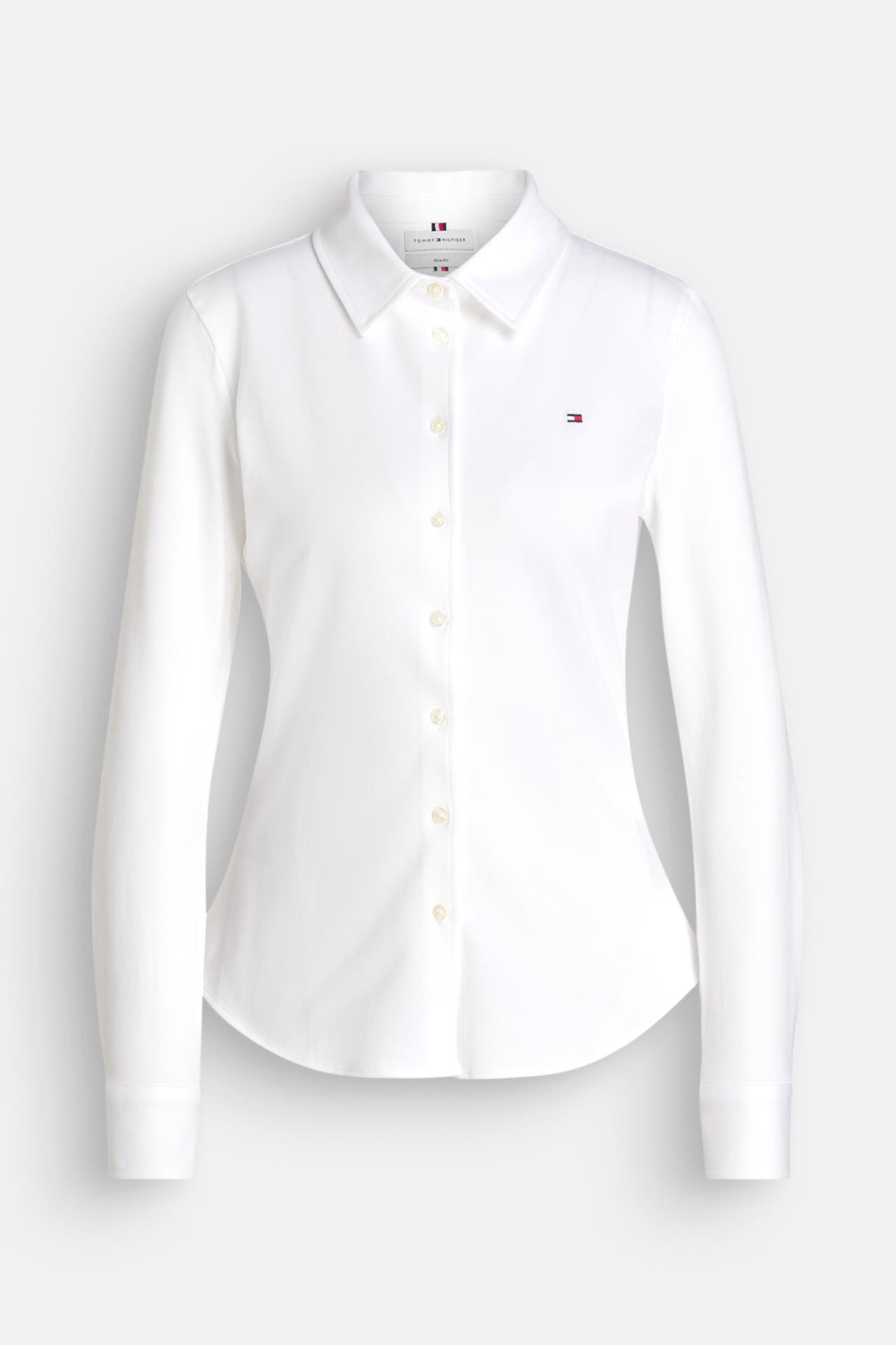 TOMMY HILFIGER Langarm-Polo-Shirt weiß Slim Fit, Bild 1