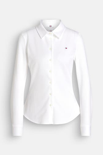 TOMMY HILFIGER Langarm-Polo-Shirt weiß Slim Fit