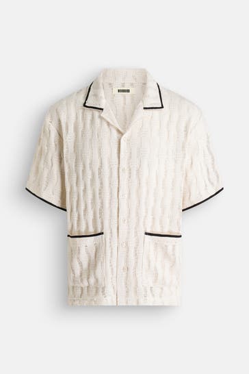 WOODBIRD Kurzarmhemd 'Sunny Granny' creme