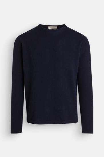WOOL & CO Kaschmir-Strickpullover nachtblau