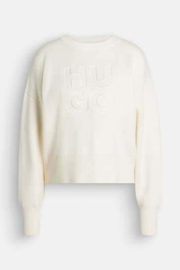 HUGO Wollmix-Pullover 'Sisminye' weiß