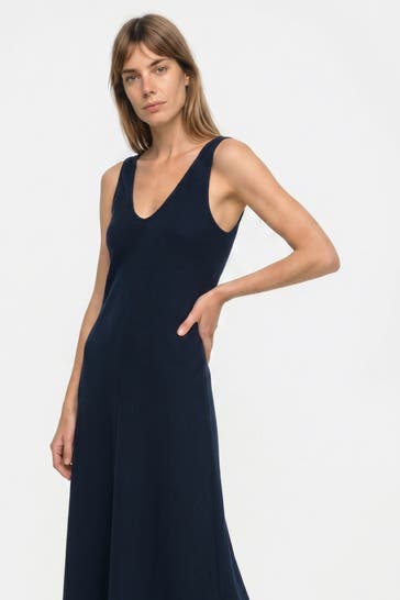 TOMMY HILFIGER Leinenmix-Maxikleid nachtblau