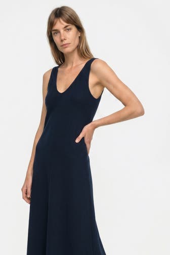 TOMMY HILFIGER Leinenmix-Maxikleid nachtblau